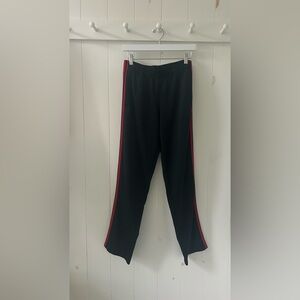 Adidas Vintage black track pants with red stripes, marked size S